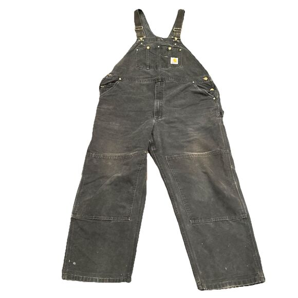 Carhartt Other - Vintage Carhartt Bib Overalls Mens 44 X 28 Black Gray Knee 90s Y2K